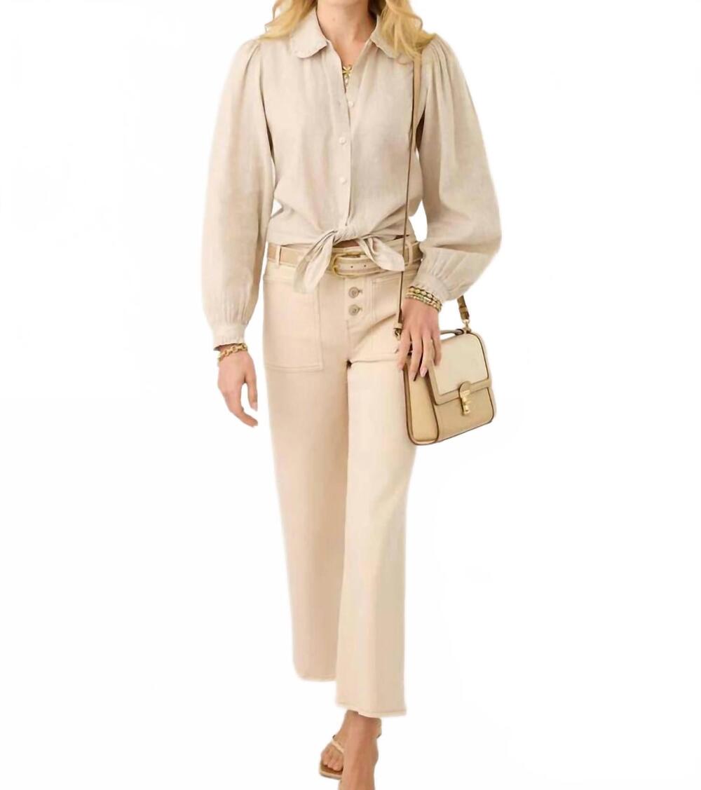 NEW SPARTINA 449 rebekah collared blouse in flax